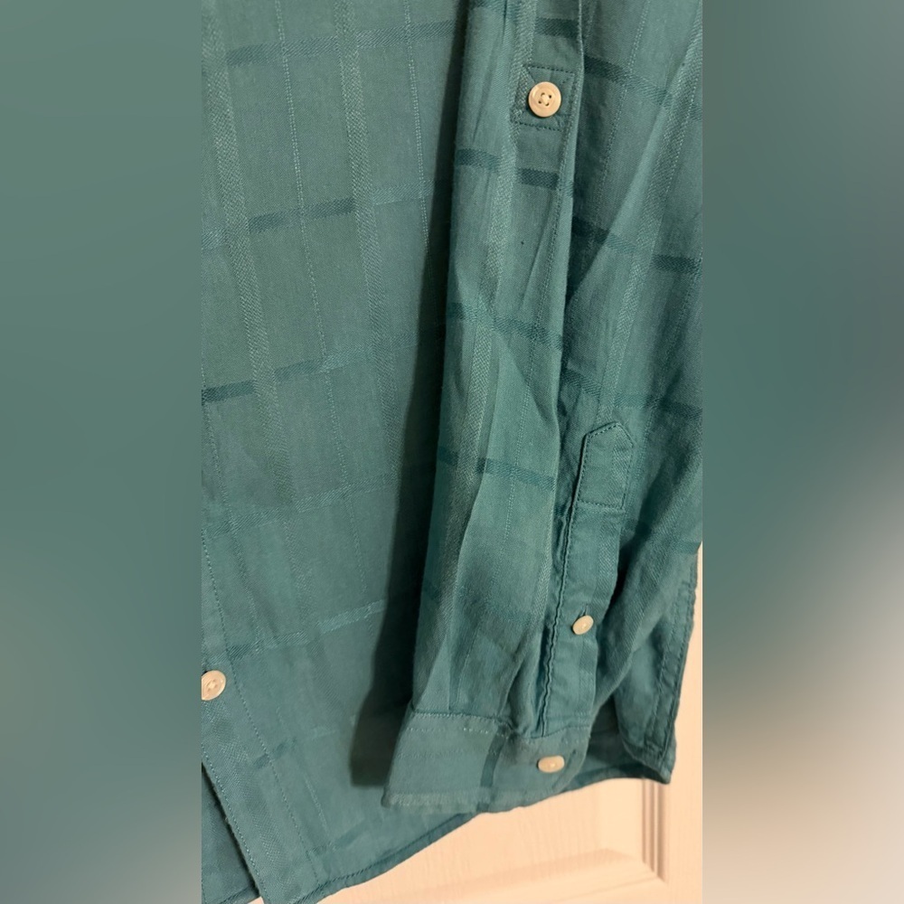 Roundtree & Yorke Caribbean Teal Shirt Size-L - Picture 5 of 7